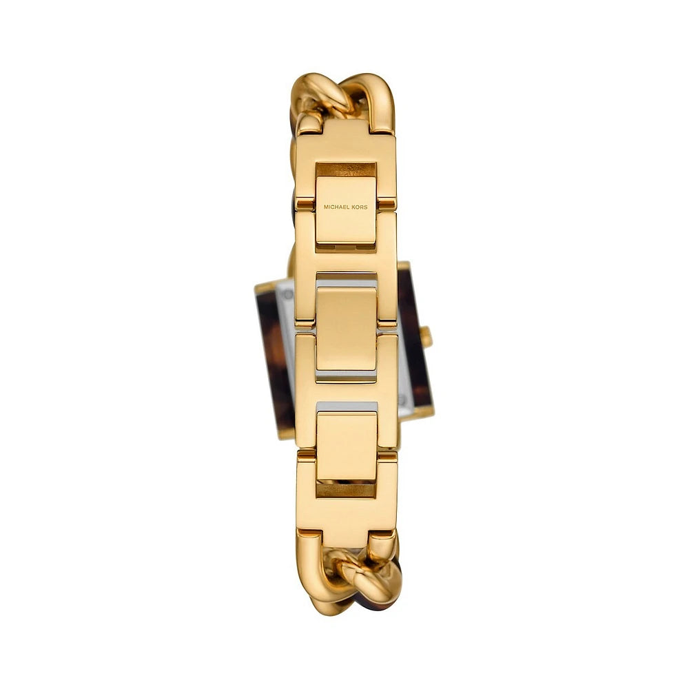 Michael Kors Chain Lock Analog Silver Dial Two Tone Steel Strap Watch for Women - MK4808