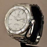 Tag Heuer Aquaracer Automatic 41mm White Dial Silver Steel Strap Watch untuk Pria - WAY2111.BA0928