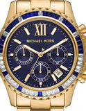 Michael Kors Everest Chronograph Blue Dial Gold Steel Strap Watch For Women - MK6971