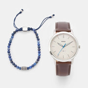 Fossil Minimalist Off White Dial Brown Leather Strap Watch for Men - FS5306