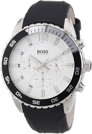 Hugo Boss Rafale Chronograh Quartz White Dial Black Leather Strap Watch For Men - HB1513403