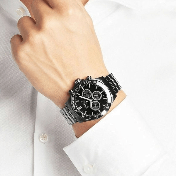 Hugo Boss Ikon Chronograph Black Dial Silver Steel Strap Watch for Men