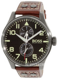 Hugo Boss Aeroliner Maxx Black Dial Brown Leather Strap Watch For Men - 1513079