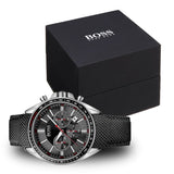 Hugo Boss Driver Black Dial Black Leather Strap Watch for Men -1513087