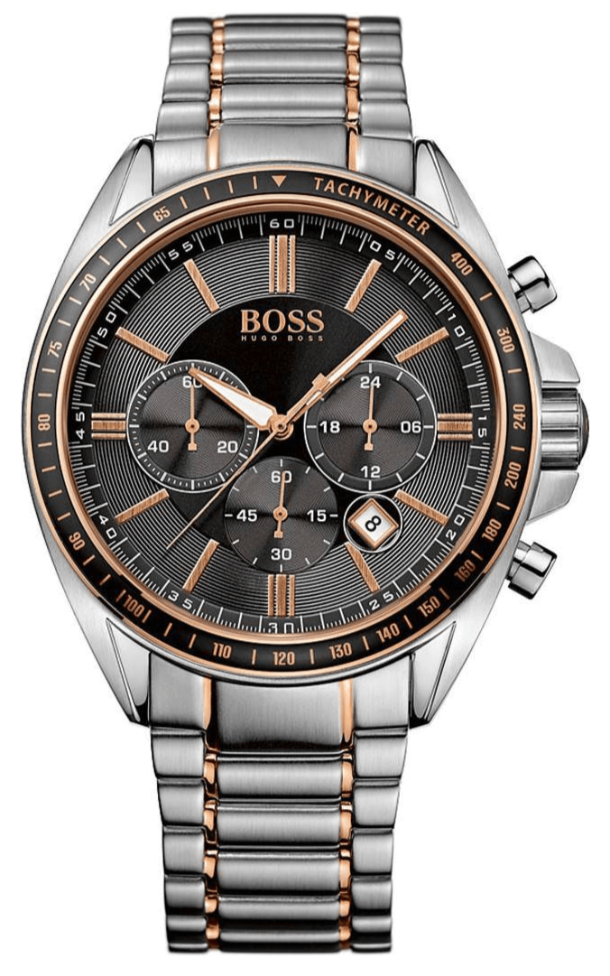 Hugo Boss Driver Sport Chronograph Grey Dial Two Tone Steel Strap Watch for Men - 1513094