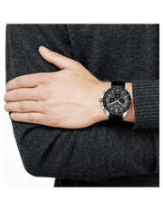 Hugo Boss Ikon Grey Dial Black Leather Strap Watch for Men - 1513177
