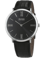 Hugo Boss Jackson Black Dial Black Leather Strap Watch for Men - 1513369