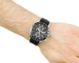 Hugo Boss Rafale Chronograph Black Dial Black Leather Strap Watch For Men - 1513390