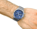 Hugo Boss Grand Prix Chronograph Blue Dial Silver Steel Strap Watch for Men - 1513478