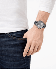 Hugo Boss Architectural Grey Dial Grey Leather Strap Watch for Men - 1513570