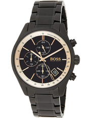 Hugo Boss Grand Prix Chronograph Black Dial Black Steel Strap Watch for Men - 1513578
