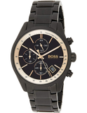 Hugo Boss Grand Prix Black Dial Black Steel Strap Watch for Men - 1513578