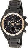 Hugo Boss Grand Prix Black Dial Black Steel Strap Watch for Men - 1513578