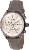 Hugo Boss Grand Prix White Dial Grey Leather Strap Watch for Men - 1513633