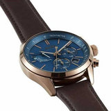 Hugo Boss Grand Prix Blue Dial Brown Leather Strap Watch for Men - 1513604