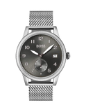 Hugo Boss Legacy Grey Dial Silver Mesh Bracelet Watch for Men - 1513673