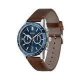 Hugo Boss Allure Chronograph Blue Dial Brown Leather Strap Watch for Men - 1513921