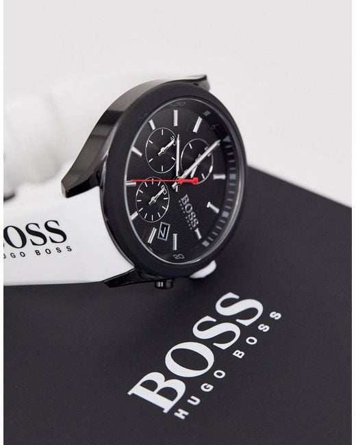 Hugo Boss Velocity Black Dial Black Rubber Strap Watch for Men
