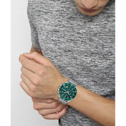 Hugo Boss Admiral Chronograph Green Dial Silver Mesh Bracelet Watch for Men - 1513905