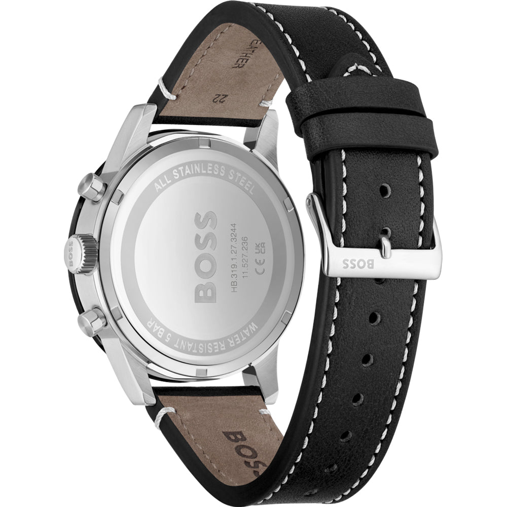 Hugo Boss Allure Black Dial Black Leather Strap Watch for Men - 1513920