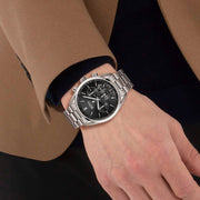 Hugo Boss Champion Chronograph Black Dial Silver Steel Strap Watch for Men - 1513871