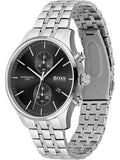 Hugo Boss Jet Black Dial Silver Steel Strap Watch for Men - 1513383