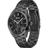 Hugo Boss Champion Black Dial Black Steel Strap Watch for Men - 1513960