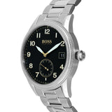 Hugo Boss Legacy Black Dial Silver Steel Strap Watch for Men - 1513671