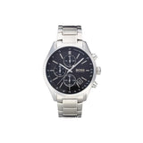 Hugo Boss Grand Prix Black Dial Silver Steel Strap Watch for Men - 1513477