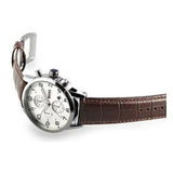 Hugo Boss Aeroliner Chronoraph White Dial Brown Leather Strap Watch For Men - HB1512447