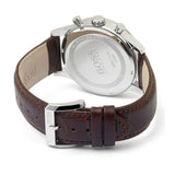 Hugo Boss Aeroliner Chronoraph White Dial Brown Leather Strap Watch For Men - HB1512447