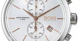 Hugo Boss Jet Chronograph Quartz Silver Dial Brown Leather Strap Watch For Men - HB1513280