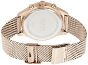 Hugo Boss Companion Chronograph Black Dial Rose Gold Mesh Strap Watch For Men - 1513548