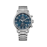 Hugo Boss Aeroliner Blue Dial Silver Steel Strap Watch for Men - 1513183