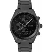 Hugo Boss Grand Prix Chronograph Black Dial Black Steel Strap Watch for Men - 1513676