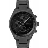 Hugo Boss Grand Prix Black Dial Black Steel Strap Watch for Men - 1513676