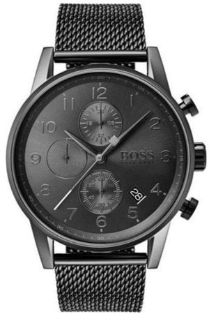 Hugo Boss Navigator Grey Dial Grey Mesh Bracelet Watch for Men - 1513674