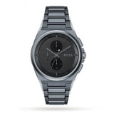 Hugo Boss Steer Chronograph Quartz Grey Dial Grey Steel Strap Watch For Men - 1513996