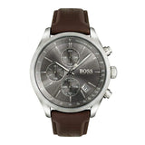 Hugo Boss Grand Prix Grey Dial Brown Leather Strap Watch for Men -  1513476