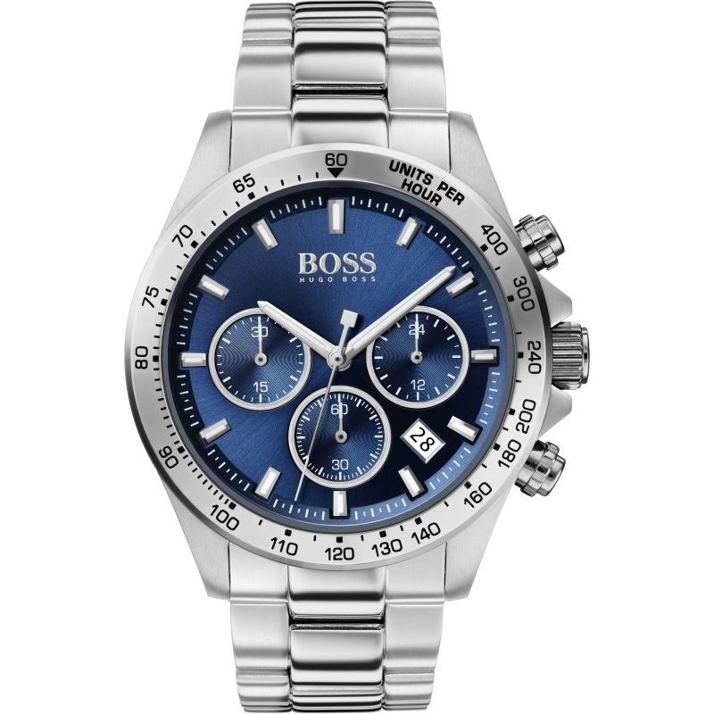 Hugo Boss Talent Blue Dial Silver Steel Strap Watch for Men - 1513582