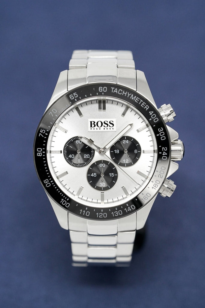 Hugo Boss Ikon White Dial Silver Steel Strap Watch for Men - 1512964