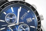 Hugo Boss Rafale Chronograph Quartz Blue Dial Black Leather Strap Watch For Men - HB1513391