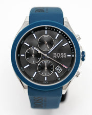 Hugo Boss Velocity Chronograph Black Dial Blue Rubber Strap Watch for Men - 1513717