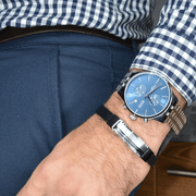 Hugo Boss Associate Chronograph Blue Dial Silver Steel Strap Watch for Men - 1513839
