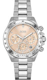 Hugo Boss Novia Chronograph Pink Dial Silver Steel Strap Watch for Women - 1502615