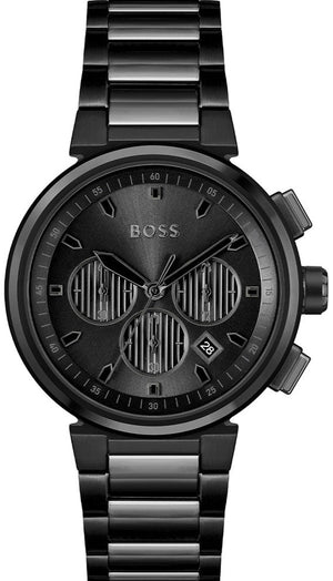 Hugo Boss One Chronograph Black Dial Black Steel Strap Watch For Men - 1514001