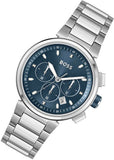 Hugo Boss One Chronograph Blue Dial Silver Steel Strap Watch For Men - 1513999