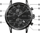 Hugo Boss Blackout Chronograph Black Dial Black Leather Strap Watch For Men - HB1512567