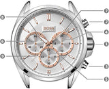 Hugo Boss Driver Chronograph Silver Dial Brown Leather Strap Watch For Men - 1512881