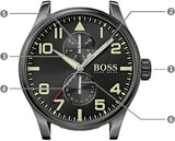 Hugo Boss Aeroliner Maxx Black Dial Brown Leather Strap Watch For Men - 1513079